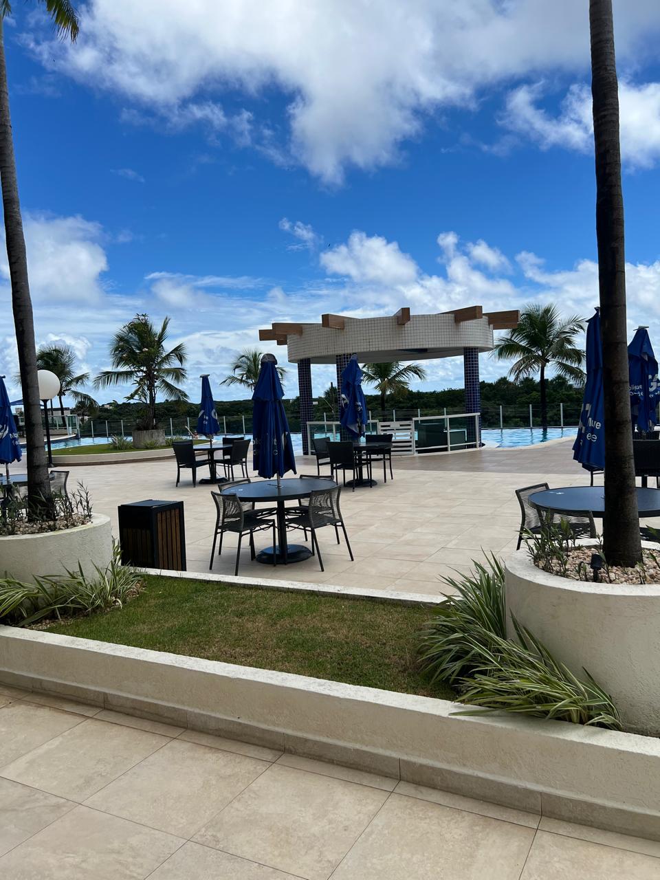 Vista da área de piscinas